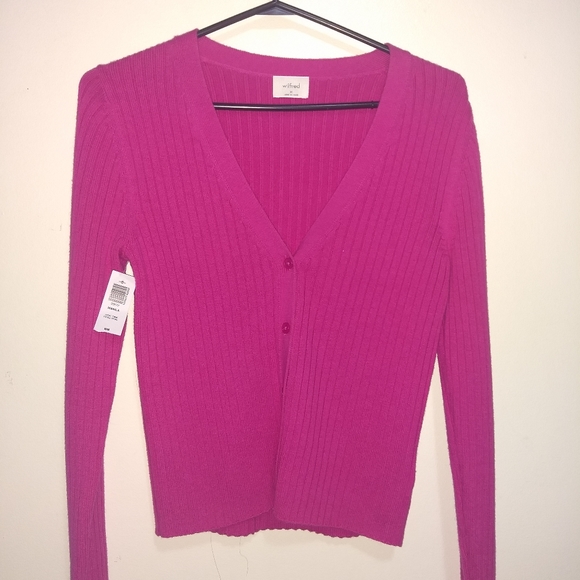 NWT Aritzia Wilfred Manila Cardigan ~ M ~ Vital Pink - Picture 3 of 5